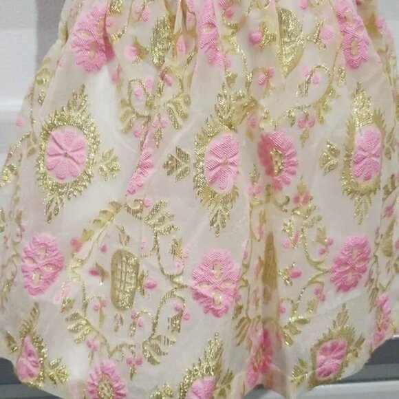 Truly Scrumptious ✦ Pink & Gold Floral Party Dress ✦ Toddler 24M w/ Bow-Tie Back - Picture 12 of 14